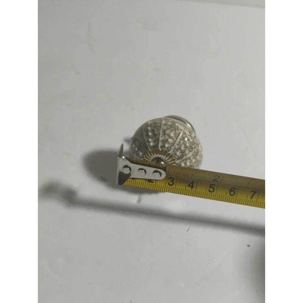 Lot of 4 Sea Urchin Ceramic Drawer Knob Pulls Gray White Beige Silver 1.5